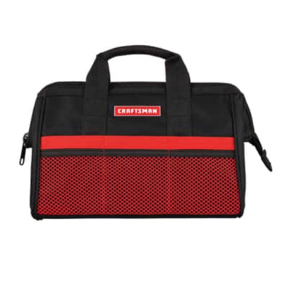 CRAFTSMAN NWOT Wide Mouth 6 Pockets Tool Bag in Black Red